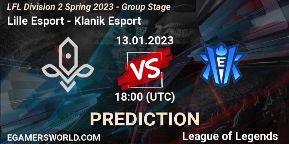 Lille Esport - Klanik Esport: Maç tahminleri. 13.01.2023 at 18:00, LoL, LFL Division 2 Spring 2023 - Group Stage