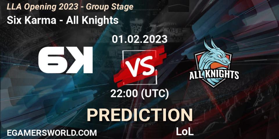 Six Karma - All Knights: Maç tahminleri. 01.02.23, LoL, LLA Opening 2023 - Group Stage