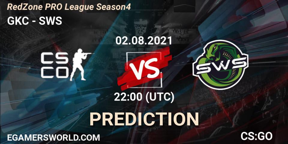 GKC - SWS: Maç tahminleri. 02.08.2021 at 22:00, Counter-Strike (CS2), RedZone PRO League Season 4
