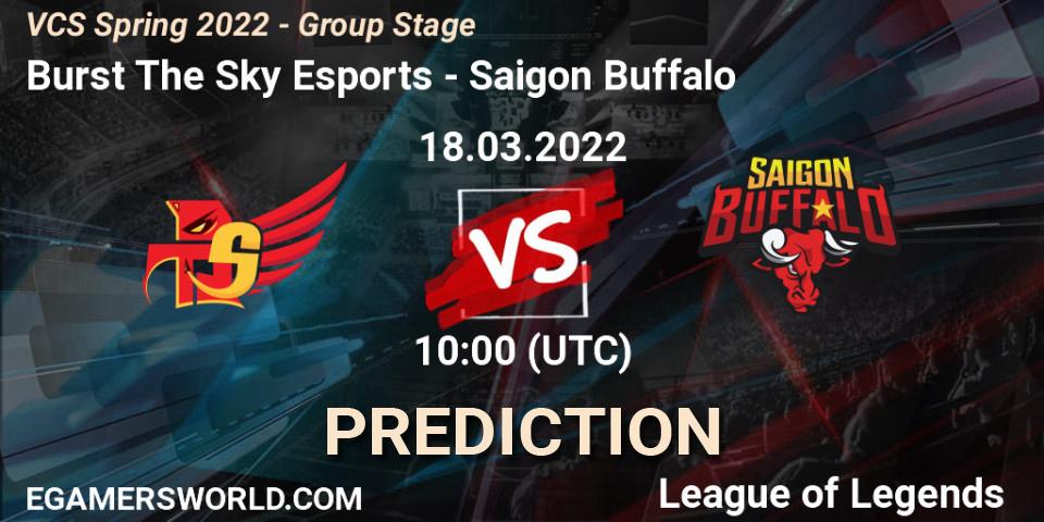 Burst The Sky Esports - Saigon Buffalo: Maç tahminleri. 18.03.2022 at 10:00, LoL, VCS Spring 2022 - Group Stage 