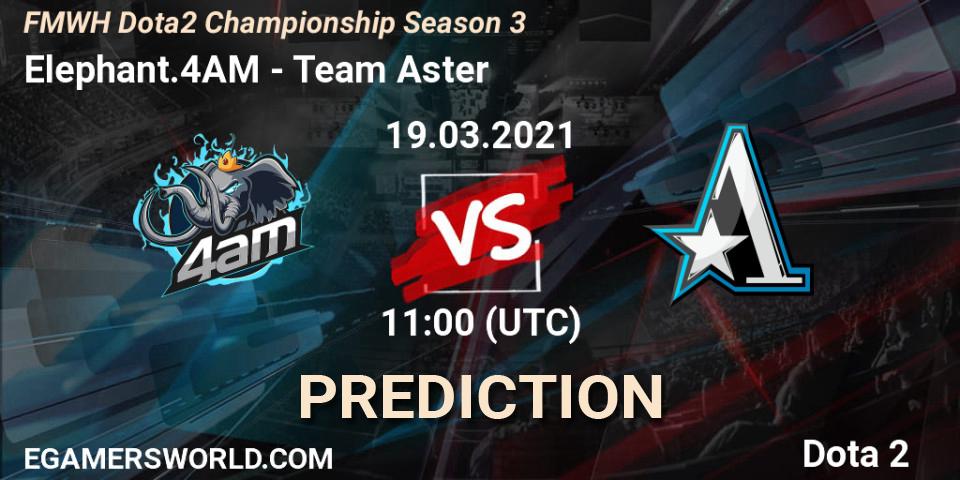 Elephant.4AM - Team Aster: Maç tahminleri. 19.03.2021 at 11:36, Dota 2, FMWH Dota2 Championship Season 3
