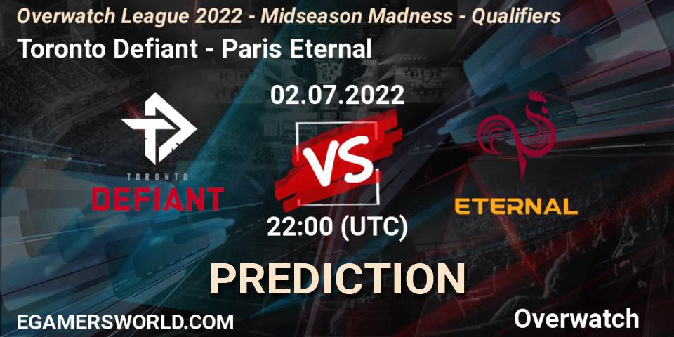Toronto Defiant - Paris Eternal: Maç tahminleri. 02.07.2022 at 22:00, Overwatch, Overwatch League 2022 - Midseason Madness - Qualifiers