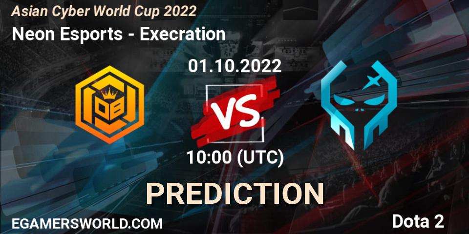 Neon Esports - Execration: Maç tahminleri. 01.10.2022 at 10:01, Dota 2, Asian Cyber World Cup 2022