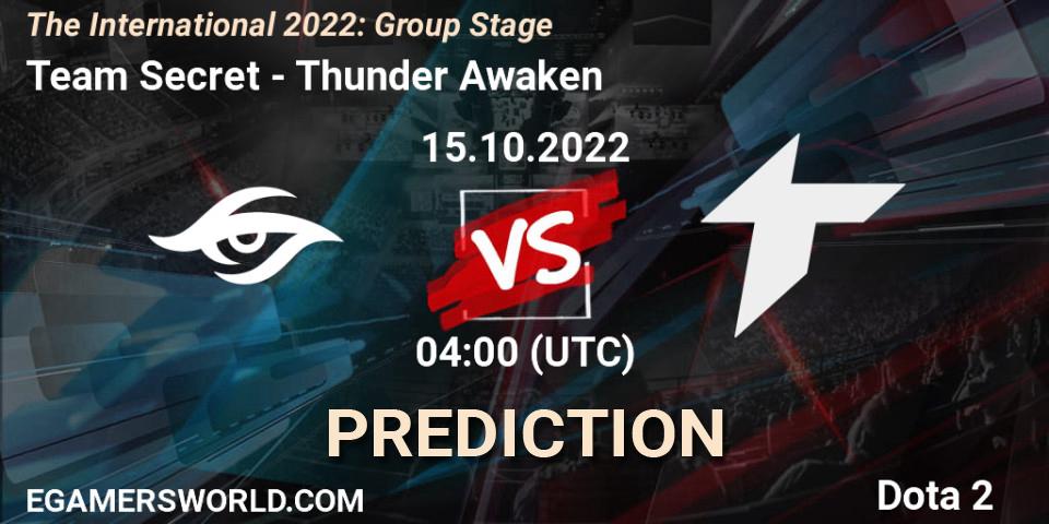 Team Secret - Thunder Awaken: Maç tahminleri. 15.10.22, Dota 2, The International 2022: Group Stage
