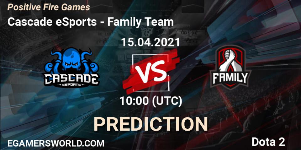 Cascade eSports - Family Team: Maç tahminleri. 15.04.2021 at 10:37, Dota 2, Positive Fire Games