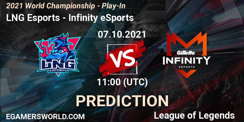 LNG Esports - Infinity eSports: Maç tahminleri. 07.10.2021 at 11:00, LoL, 2021 World Championship - Play-In