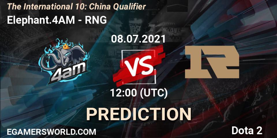 Elephant.4AM - RNG: Maç tahminleri. 08.07.2021 at 11:16, Dota 2, The International 10: China Qualifier
