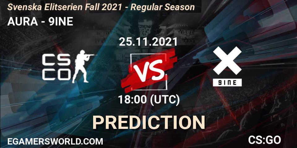 AURA - 9INE: Maç tahminleri. 25.11.2021 at 18:00, Counter-Strike (CS2), Svenska Elitserien Fall 2021 - Regular Season