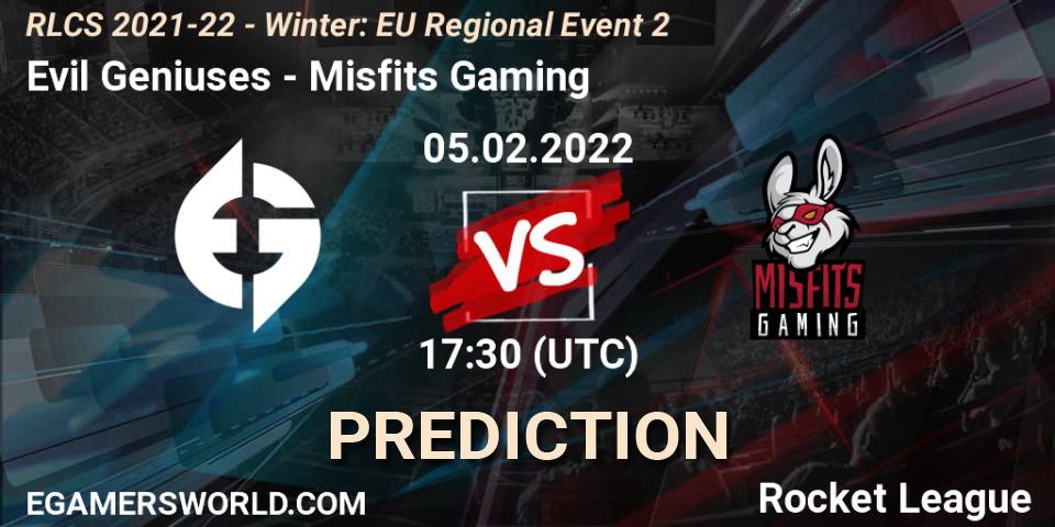 Evil Geniuses - Misfits Gaming: Maç tahminleri. 05.02.2022 at 17:40, Rocket League, RLCS 2021-22 - Winter: EU Regional Event 2
