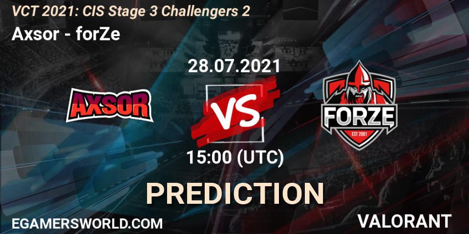 Axsor - forZe: Maç tahminleri. 28.07.2021 at 15:00, VALORANT, VCT 2021: CIS Stage 3 Challengers 2