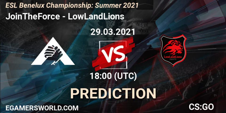 JoinTheForce - LowLandLions: Maç tahminleri. 29.03.2021 at 18:00, Counter-Strike (CS2), ESL Benelux Championship: Summer 2021