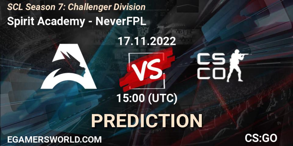 Spirit Academy - NeverFPL: Maç tahminleri. 17.11.2022 at 12:00, Counter-Strike (CS2), SCL Season 7: Challenger Division