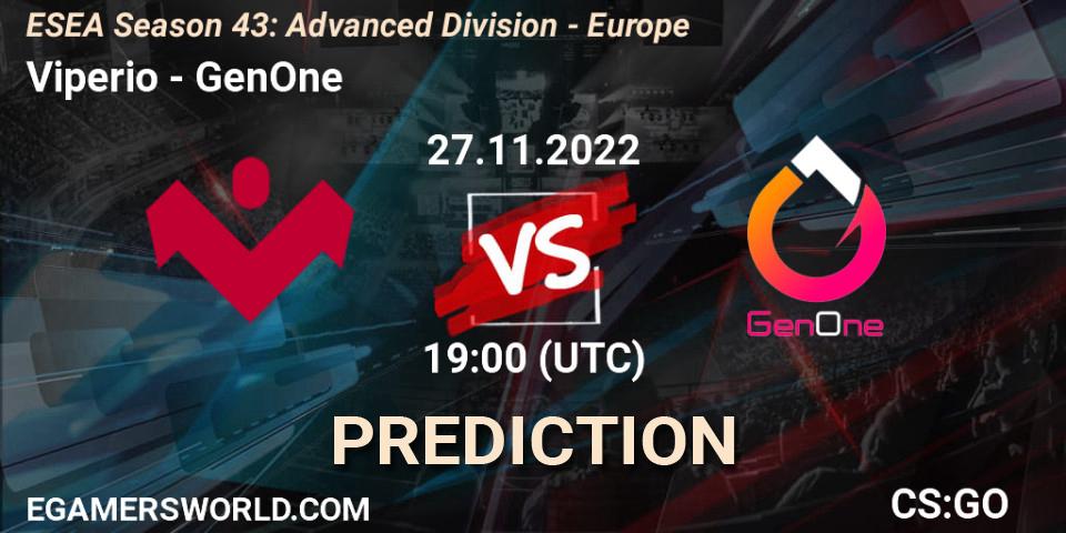 Viperio - GenOne: Maç tahminleri. 27.11.22, CS2 (CS:GO), ESEA Season 43: Advanced Division - Europe
