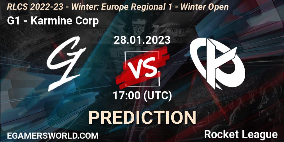 G1 - Karmine Corp: Maç tahminleri. 28.01.23, Rocket League, RLCS 2022-23 - Winter: Europe Regional 1 - Winter Open