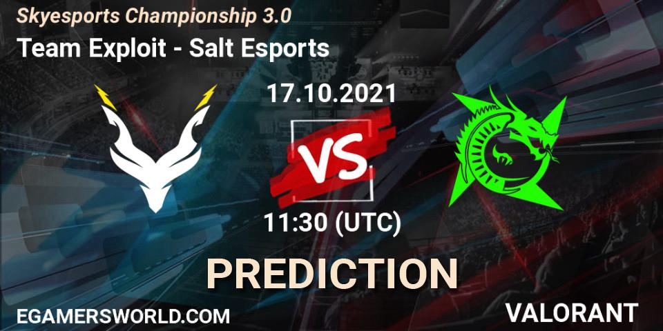 Team Exploit - Salt Esports: Maç tahminleri. 17.10.2021 at 11:30, VALORANT, Skyesports Championship 3.0