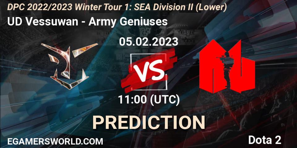 UD Vessuwan - Army Geniuses: Maç tahminleri. 05.02.23, Dota 2, DPC 2022/2023 Winter Tour 1: SEA Division II (Lower)