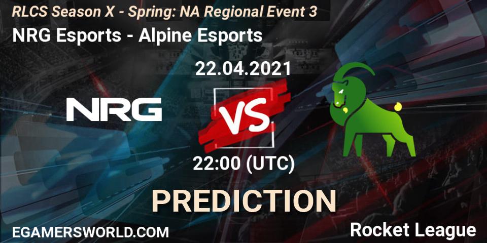 NRG Esports - Alpine Esports: Maç tahminleri. 22.04.2021 at 22:00, Rocket League, RLCS Season X - Spring: NA Regional Event 3