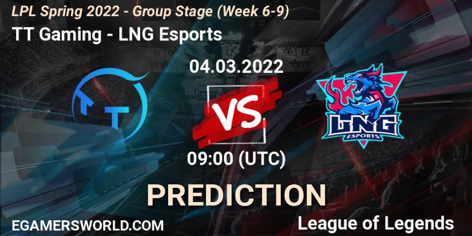 TT Gaming - LNG Esports: Maç tahminleri. 04.03.2022 at 09:30, LoL, LPL Spring 2022 - Group Stage (Week 6-9)