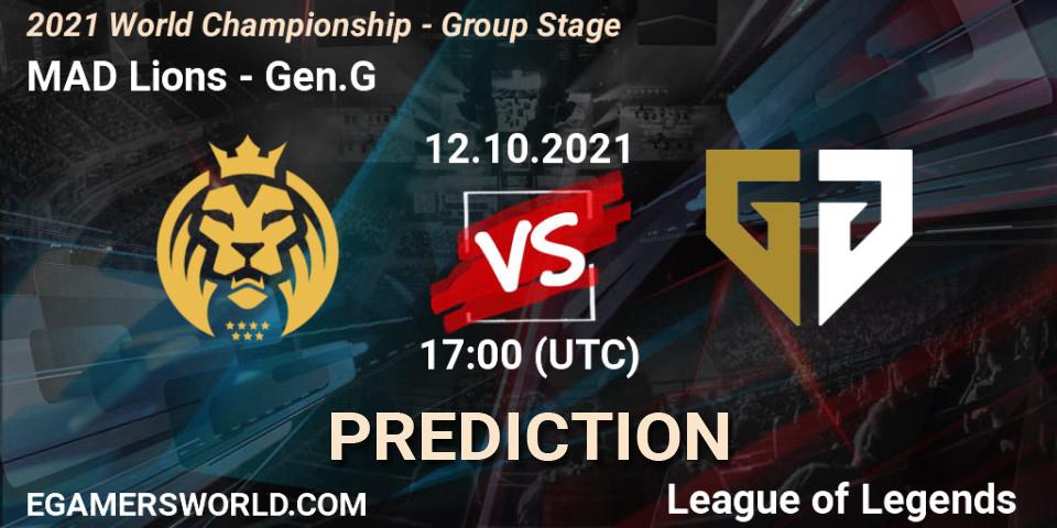 MAD Lions - Gen.G: Maç tahminleri. 12.10.2021 at 17:00, LoL, 2021 World Championship - Group Stage