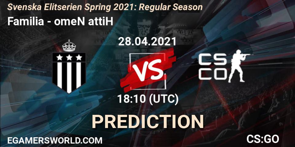 Familia - omeN attiH: Maç tahminleri. 28.04.2021 at 18:10, Counter-Strike (CS2), Svenska Elitserien Spring 2021: Regular Season