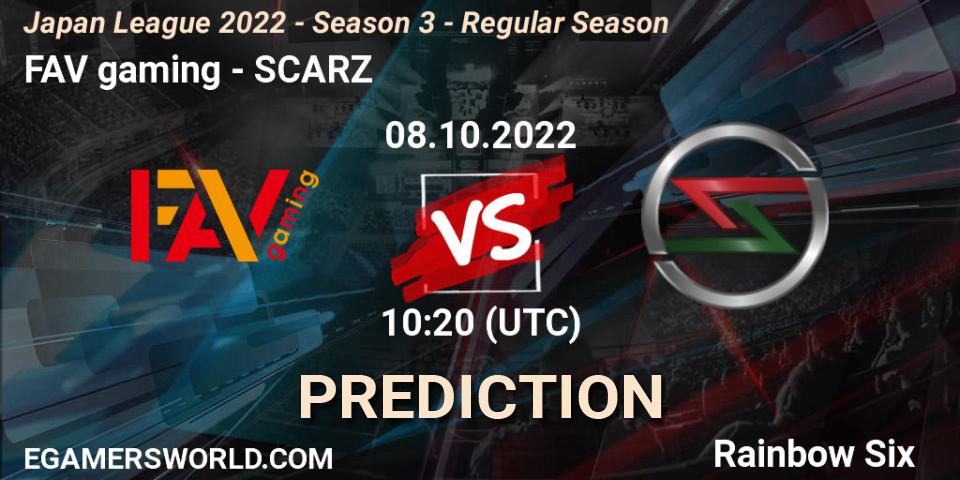 FAV gaming - SCARZ: Maç tahminleri. 08.10.22, Rainbow Six, Japan League 2022 - Season 3 - Regular Season