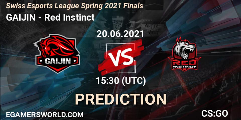 GAIJIN - Red Instinct: Maç tahminleri. 20.06.2021 at 16:20, Counter-Strike (CS2), Swiss Esports League Spring 2021 Finals