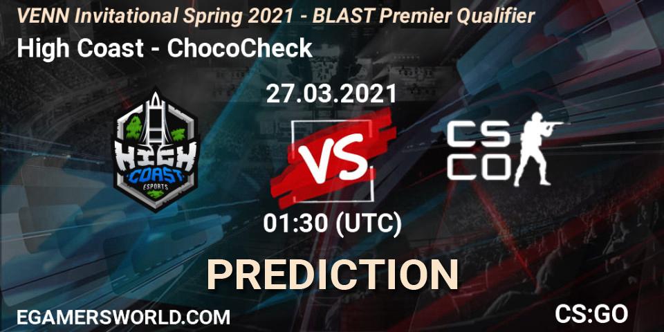 High Coast - ChocoCheck: Maç tahminleri. 27.03.2021 at 01:30, Counter-Strike (CS2), VENN Invitational Spring 2021 - BLAST Premier Qualifier