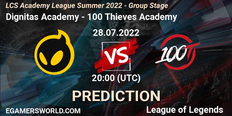 Dignitas Academy - 100 Thieves Academy: Maç tahminleri. 28.07.22, LoL, LCS Academy League Summer 2022 - Group Stage