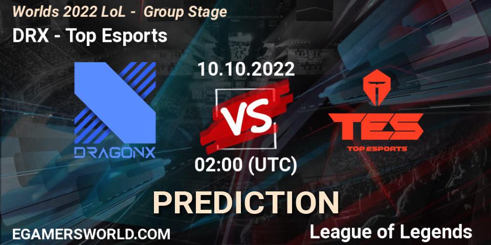 DRX - Top Esports: Maç tahminleri. 10.10.2022 at 02:00, LoL, Worlds 2022 LoL - Group Stage