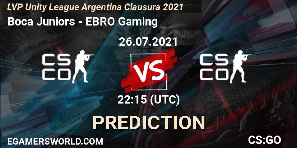 Boca Juniors - EBRO Gaming: Maç tahminleri. 26.07.2021 at 22:15, Counter-Strike (CS2), LVP Unity League Argentina Clausura 2021