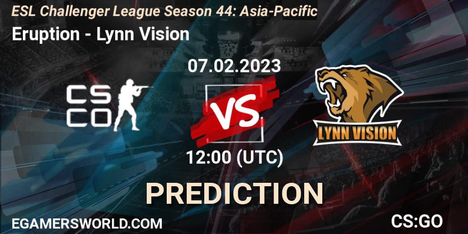 Eruption - Lynn Vision: Maç tahminleri. 07.02.23, CS2 (CS:GO), ESL Challenger League Season 44: Asia-Pacific