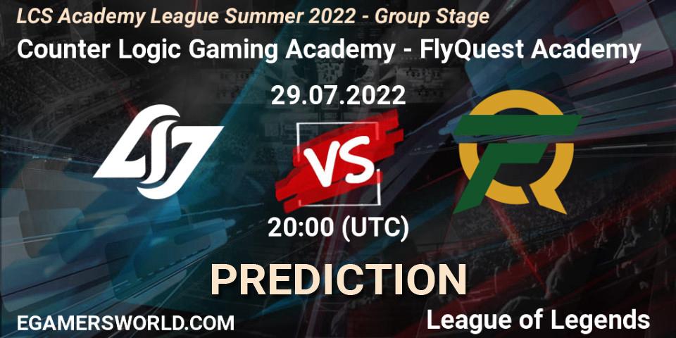 Counter Logic Gaming Academy - FlyQuest Academy: Maç tahminleri. 29.07.22, LoL, LCS Academy League Summer 2022 - Group Stage