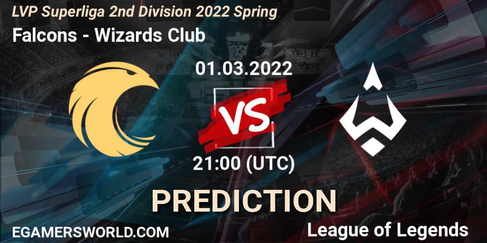 Falcons - Wizards Club: Maç tahminleri. 01.03.2022 at 21:00, LoL, LVP Superliga 2nd Division 2022 Spring