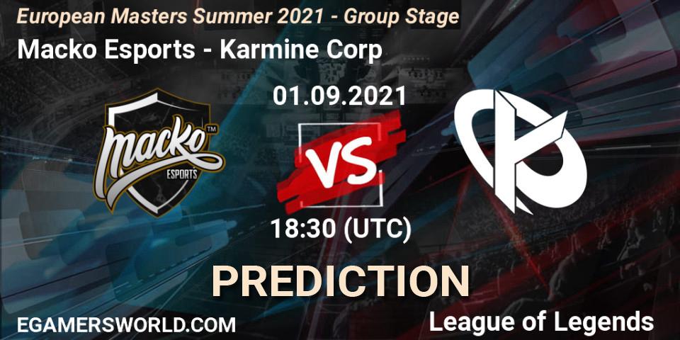 Macko Esports - Karmine Corp: Maç tahminleri. 01.09.2021 at 18:00, LoL, European Masters Summer 2021 - Group Stage