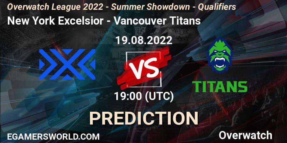 New York Excelsior - Vancouver Titans: Maç tahminleri. 19.08.22, Overwatch, Overwatch League 2022 - Summer Showdown - Qualifiers