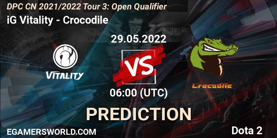 iG Vitality - Crocodile: Maç tahminleri. 29.05.2022 at 06:02, Dota 2, DPC CN 2021/2022 Tour 3: Open Qualifier