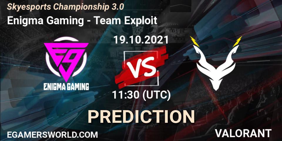 Enigma Gaming - Team Exploit: Maç tahminleri. 19.10.2021 at 11:30, VALORANT, Skyesports Championship 3.0