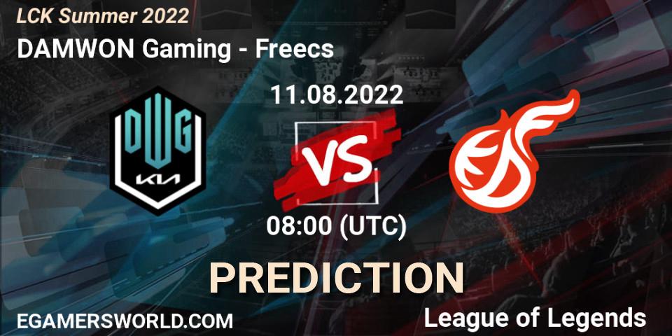 DAMWON Gaming - Freecs: Maç tahminleri. 11.08.2022 at 08:00, LoL, LCK Summer 2022