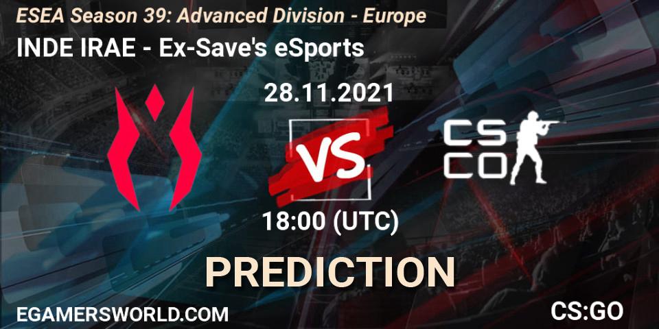 INDE IRAE - Ex-Save's eSports: Maç tahminleri. 28.11.2021 at 18:00, Counter-Strike (CS2), ESEA Season 39: Advanced Division - Europe