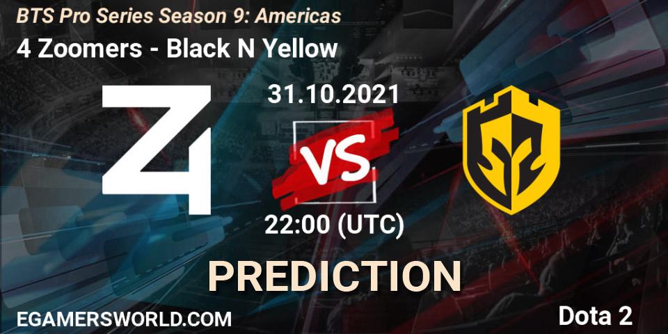 4 Zoomers - Black N Yellow: Maç tahminleri. 01.11.2021 at 02:26, Dota 2, BTS Pro Series Season 9: Americas