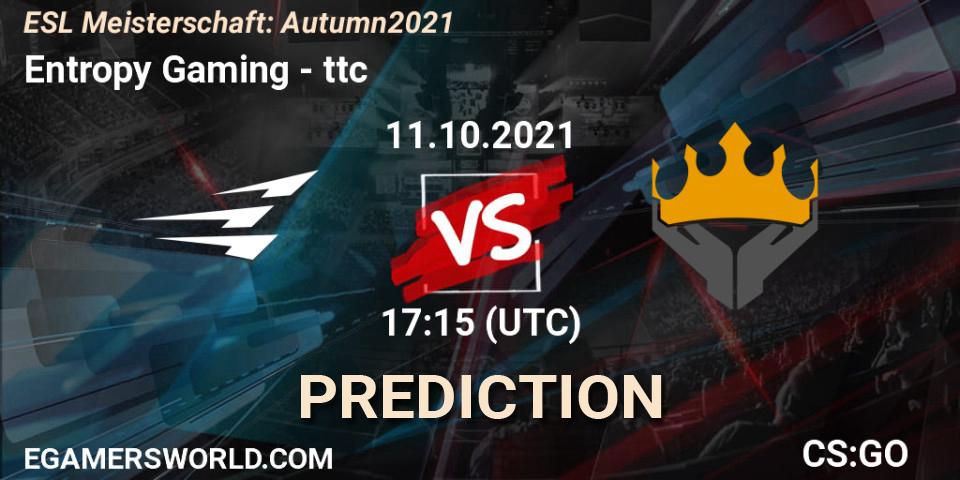 Entropy Gaming - ttc: Maç tahminleri. 11.10.2021 at 17:15, Counter-Strike (CS2), ESL Meisterschaft: Autumn 2021