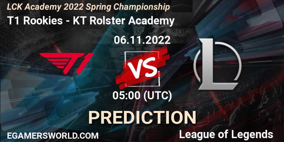 T1 Rookies - KT Rolster Academy: Maç tahminleri. 06.11.2022 at 05:00, LoL, LCK Academy 2022 Spring Championship