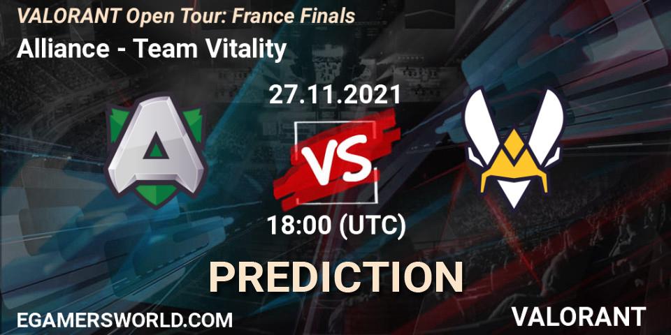 Alliance - Team Vitality: Maç tahminleri. 27.11.2021 at 18:00, VALORANT, VALORANT Open Tour: France Finals
