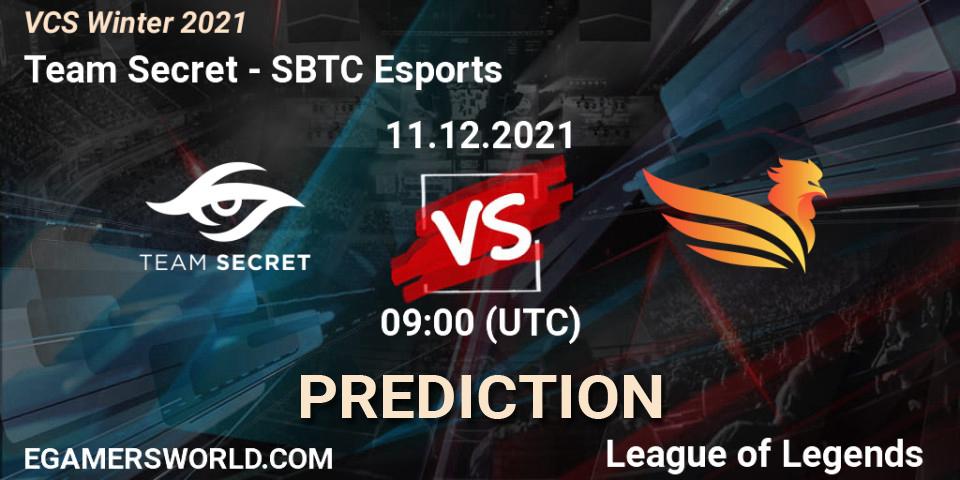 Team Secret - SBTC Esports: Maç tahminleri. 11.12.2021 at 09:00, LoL, VCS Winter 2021