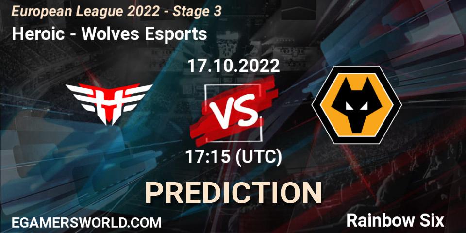 Heroic - Wolves Esports: Maç tahminleri. 17.10.2022 at 18:30, Rainbow Six, European League 2022 - Stage 3