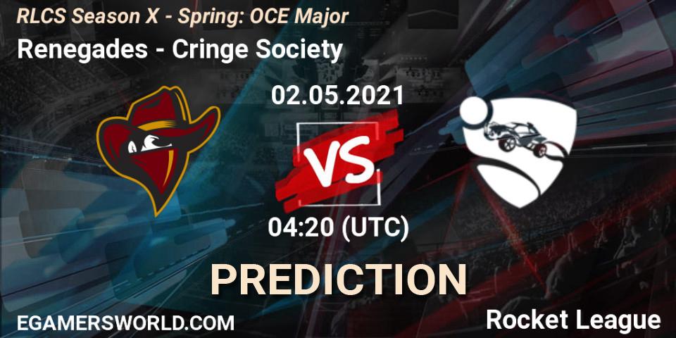 Renegades - Cringe Society: Maç tahminleri. 02.05.2021 at 04:00, Rocket League, RLCS Season X - Spring: OCE Major