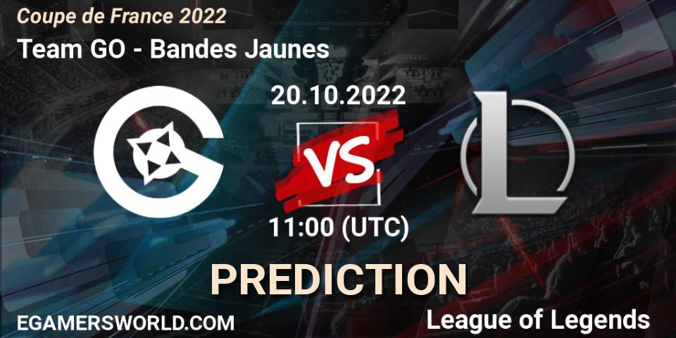 Team GO - Bandes Jaunes: Maç tahminleri. 20.10.2022 at 11:00, LoL, Coupe de France 2022