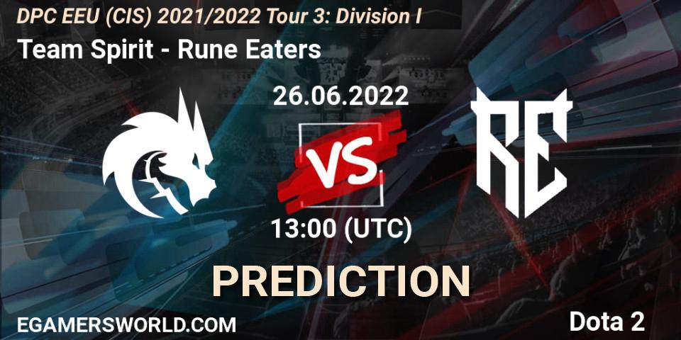 Team Spirit - Rune Eaters: Maç tahminleri. 26.06.2022 at 13:01, Dota 2, DPC EEU (CIS) 2021/2022 Tour 3: Division I