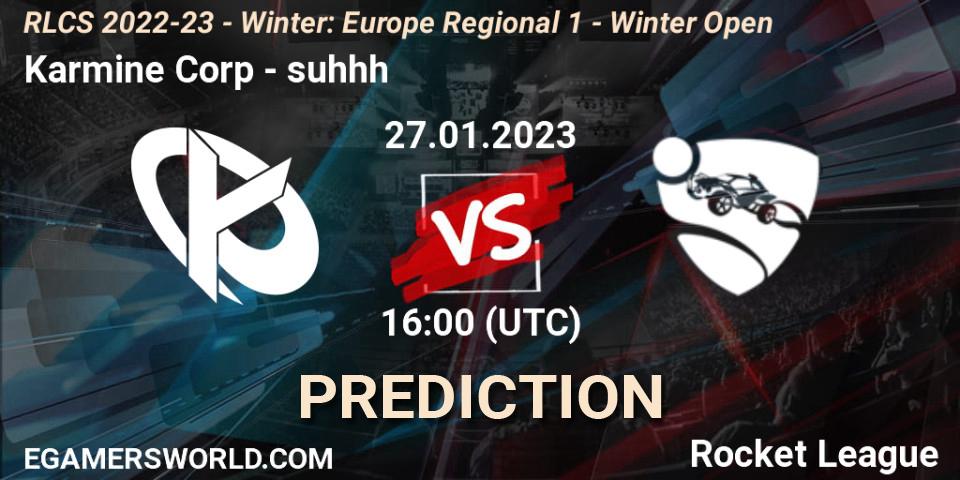 Karmine Corp - suhhh: Maç tahminleri. 27.01.2023 at 16:00, Rocket League, RLCS 2022-23 - Winter: Europe Regional 1 - Winter Open