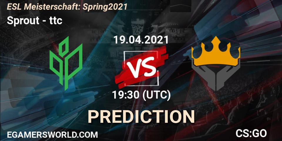 Sprout - ttc: Maç tahminleri. 19.04.2021 at 19:30, Counter-Strike (CS2), ESL Meisterschaft: Spring 2021